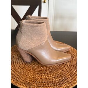 Charles‎ David Womens Tan Leather Felt Mixed Media Pointed Toe Ankle Boots 6.5M